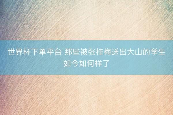 世界杯下單平臺 那些被張桂梅送出大山的學生如今如何樣了