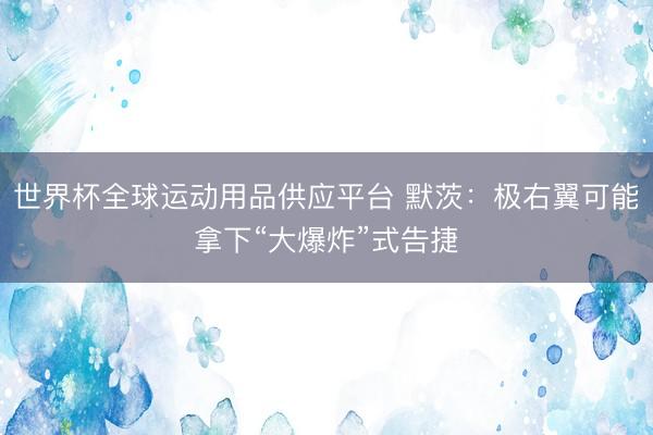 世界杯全球運動用品供應平臺 默茨：極右翼可能拿下“大爆炸”式告捷